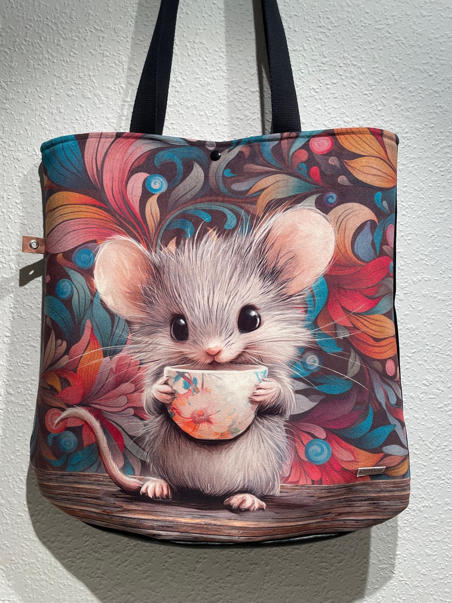 Photo du sac KAB avec l'imprimé souris