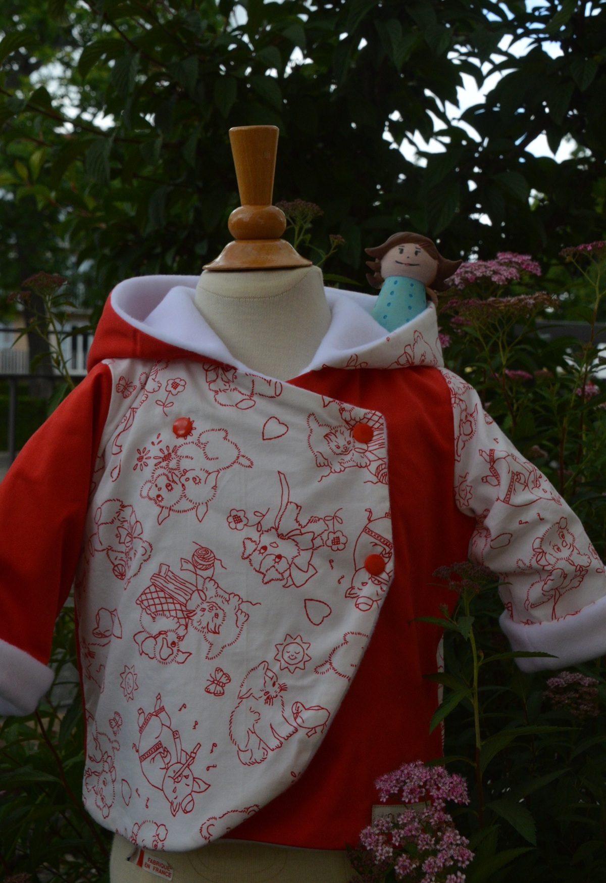 Veste KORRIGAN animaux rouge blanc