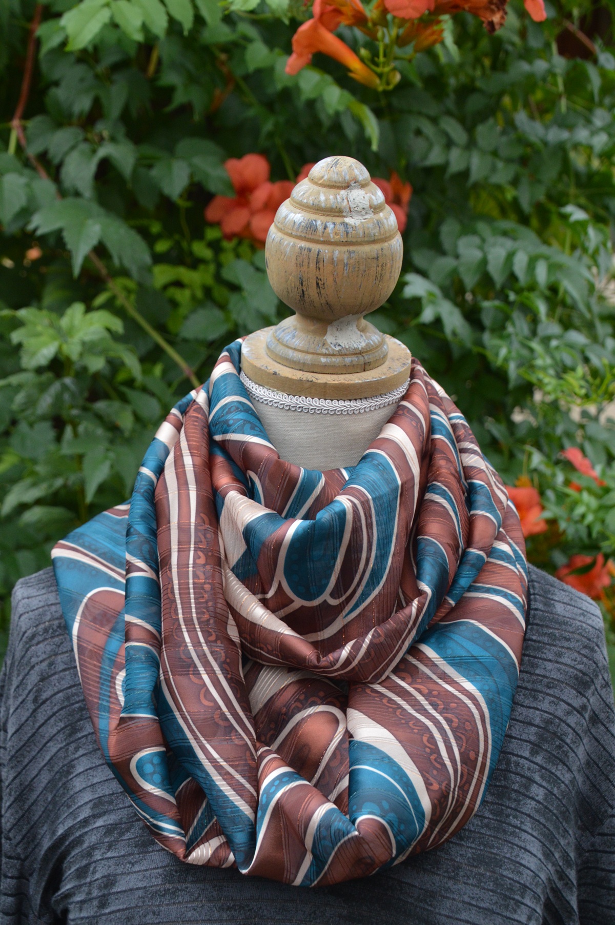 Étole KOU bleucanard beige